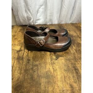 Dansko Valerie Womens Size 37 US 6.5-7 Mary Jane Clogs Shoes Brown Leather